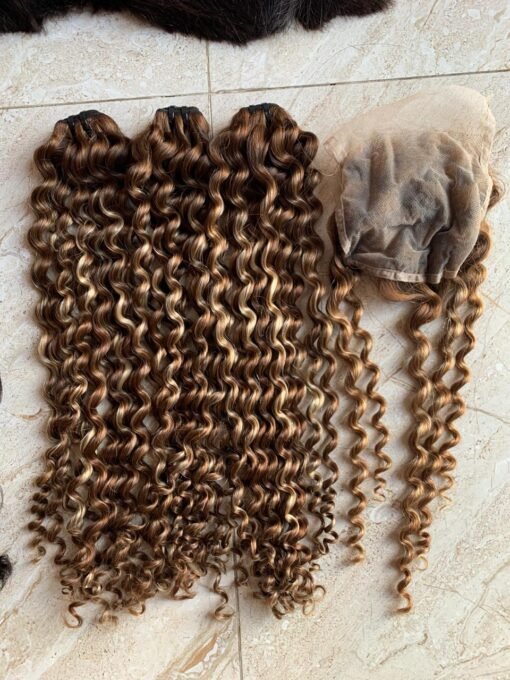 deep curly piano color Weft hair