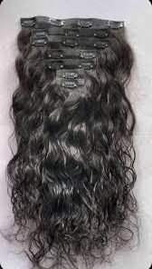 Seamless Clip-ins Natural Wavy Natural Black Hair 150 gram Double Drawn