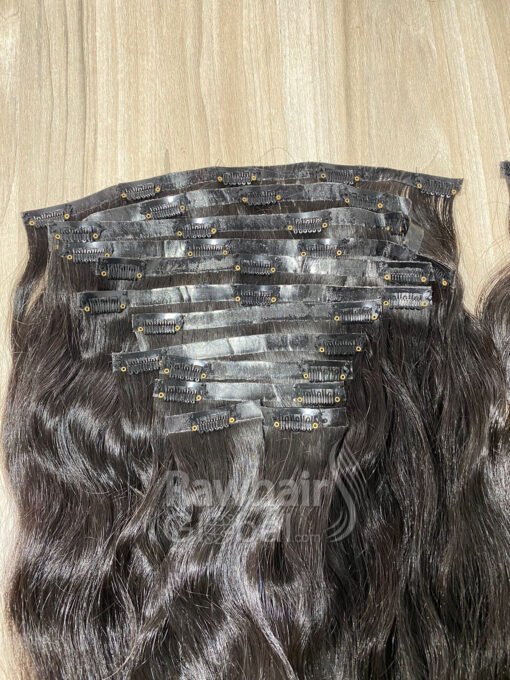 Seamless Clip-ins Natural Wavy Natural Black Hair 150 gram Double Drawn - Image 3