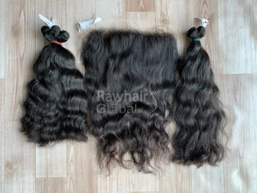 Natural Wavy Full set Bundles and Frontal for 1 Head - Image 2