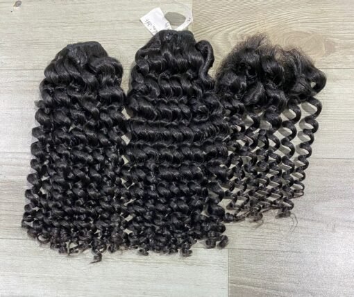 Deep Curly Bulk Hair Double Drawn - Image 2